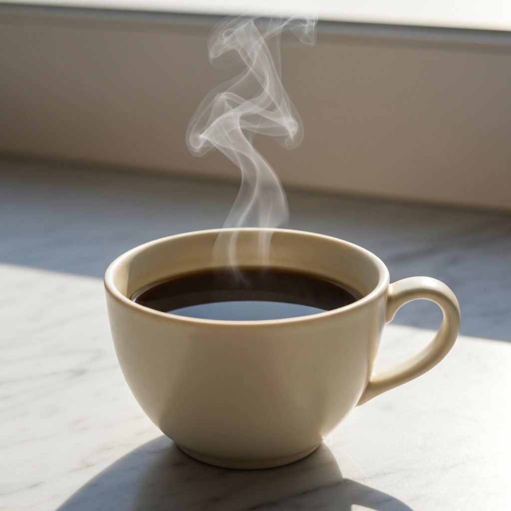 Freshly brewed specialty Kenyan coffee in a ceramic cup